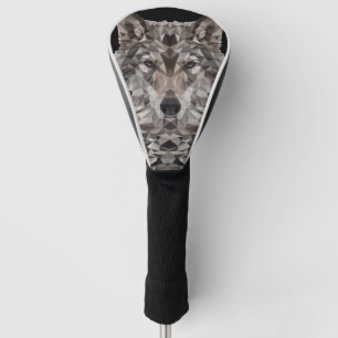 Gray Wolf Geometric Portrait Golf Head Cover