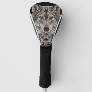 Gray Wolf Geometric Portrait Golf Head Cover