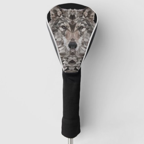 Gray Wolf Geometric Portrait  Golf Head Cover