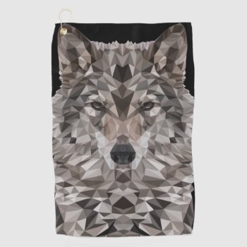 Gray Wolf Geometric Portrait Golf Towel by CandiCreations at Zazzle