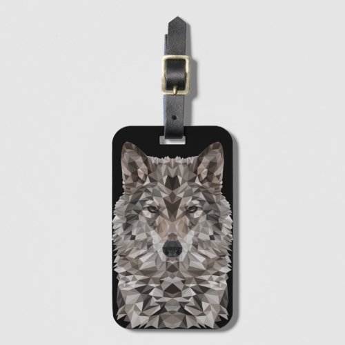 Gray Wolf Geometric Portrait Luggage Tag