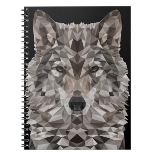 Gray Wolf Geometric Portrait Notebook