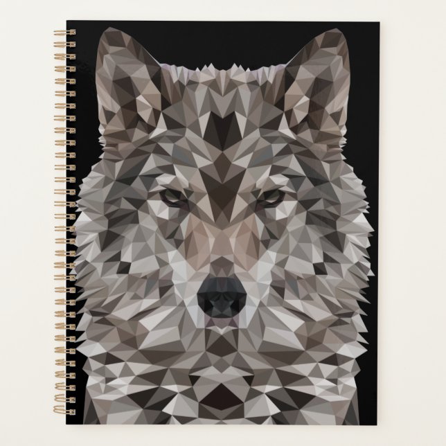 Gray Wolf Geometric Portrait Planner (Front)