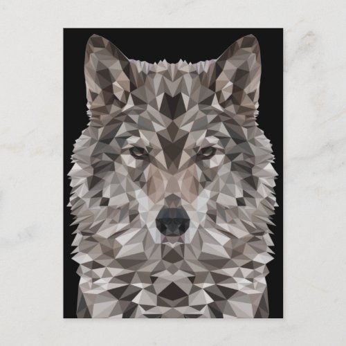 Gray Wolf Geometric Portrait Postcard