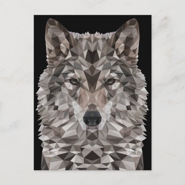 Gray Wolf Geometric Portrait Postcard (Front)