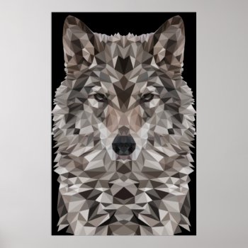 Gray Wolf Geometric Portrait Poster by CandiCreations at Zazzle