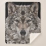 Gray Wolf Geometric Portrait Sherpa Blanket