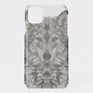 Gray Wolf Geometric Portrait iPhone 11 Case