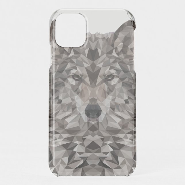 Gray Wolf Geometric Portrait Uncommon iPhone Case (Back)