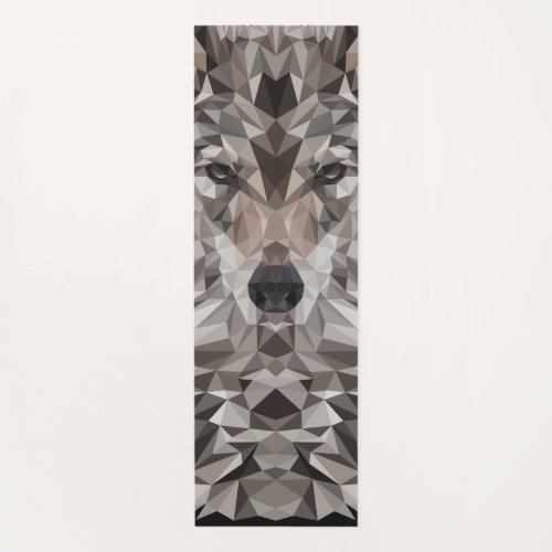 Gray Wolf Geometric Portrait Yoga Mat