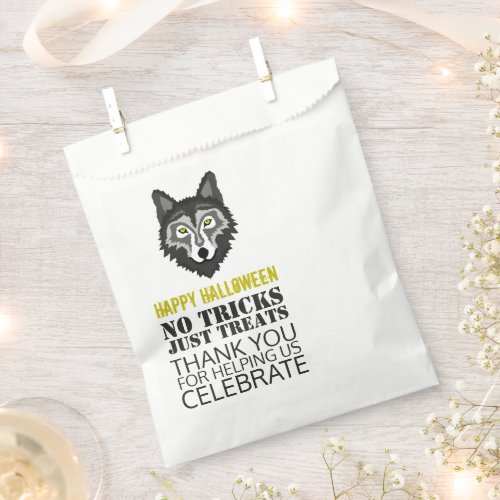 Gray Wolf Halloween Party Favor Bag