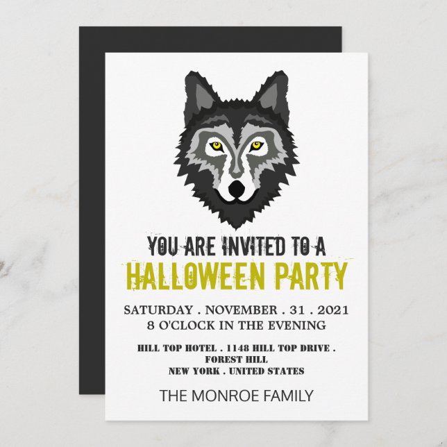Gray Wolf, Halloween Party Invitation (Front/Back)