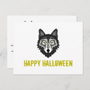 Gray Wolf, Halloween Party Invitation Postcard