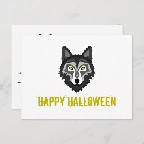 Gray Wolf Halloween Party Invitation Postcard