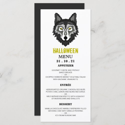 Gray Wolf Halloween Party Menu
