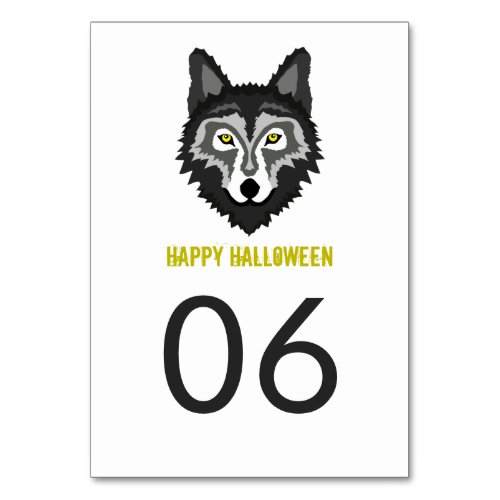 Gray Wolf Halloween Party Table Number