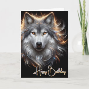 Gray Wolf Happy Birthday Card