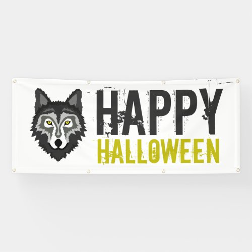 Gray Wolf Happy Halloween Banner