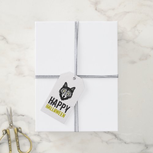 Gray Wolf Happy Halloween Gift Tags