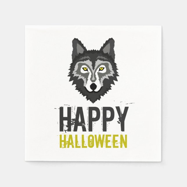 Gray Wolf, Happy Halloween Napkins (Front)