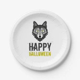 Gray Wolf, Happy Halloween Paper Plates