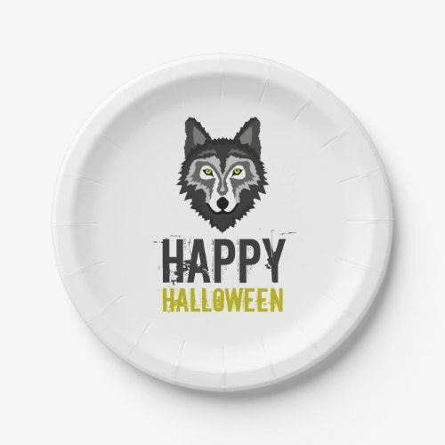 Gray Wolf Happy Halloween Paper Plates