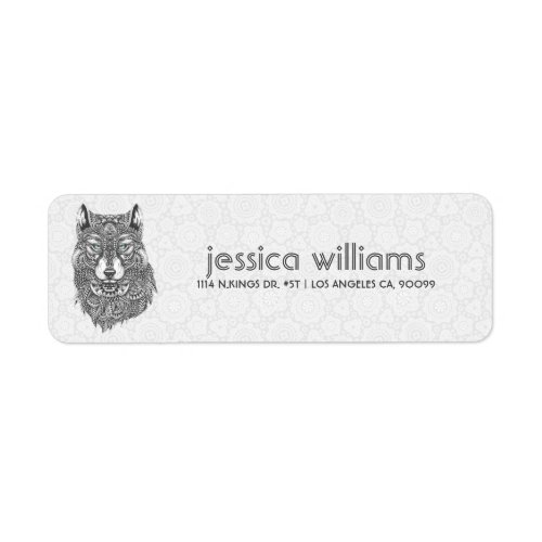 Gray Wolf Head Detailed Illustration Label