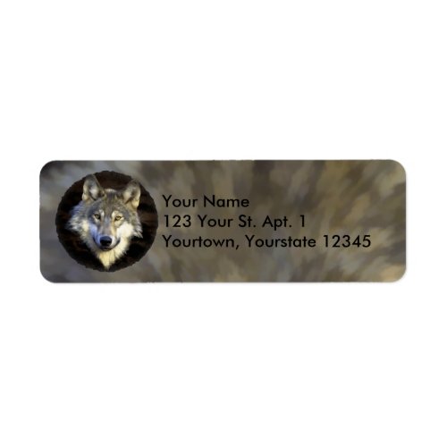 Gray Wolf Head Nature Canine Animal Art Label