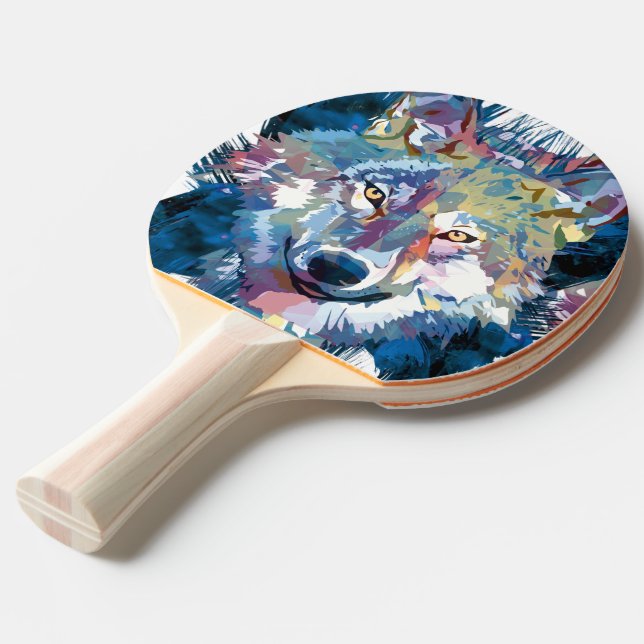 Gray Wolf Head - Wolf  Ping Pong Paddle (Front Angle)