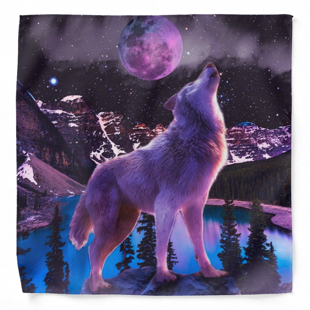 Gray wolf howling in forest bandana | Zazzle