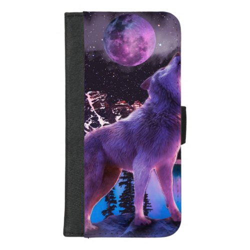 Gray wolf howling in forest iPhone 87 plus wallet case