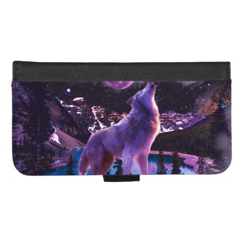 Gray wolf howling in forest iPhone 87 plus wallet case