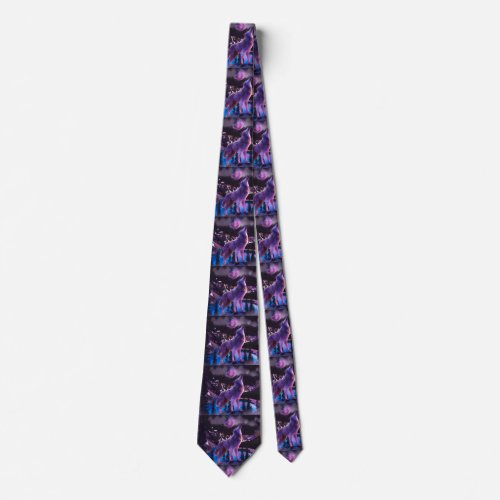 Gray wolf howling in forest neck tie