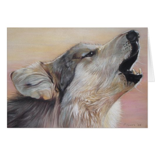 gray wolf howling wildlife painting realist art (Front Horizontal)