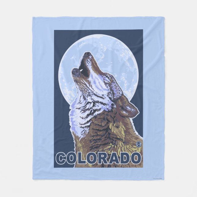 Gray Wolf HowlingColorado Fleece Blanket (Front)
