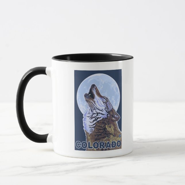 Gray Wolf HowlingColorado Mug (Left)
