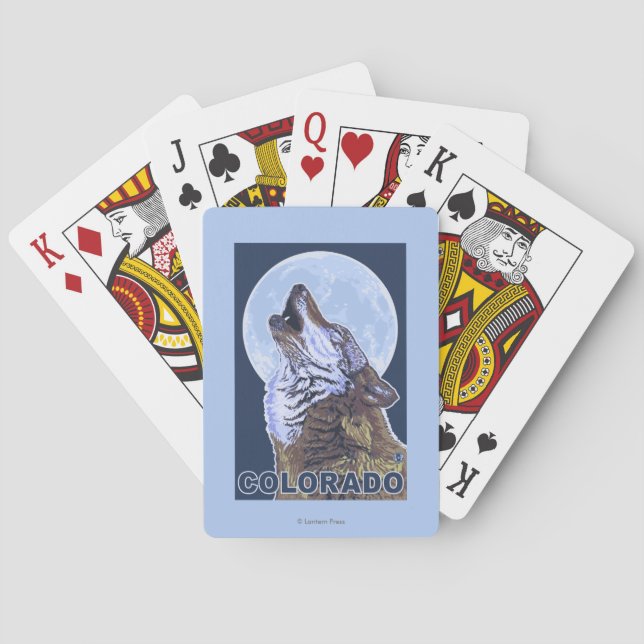 Gray Wolf HowlingColorado Poker Cards (Back)