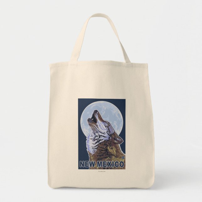 Gray Wolf HowlingNew Mexico Tote Bag (Front)