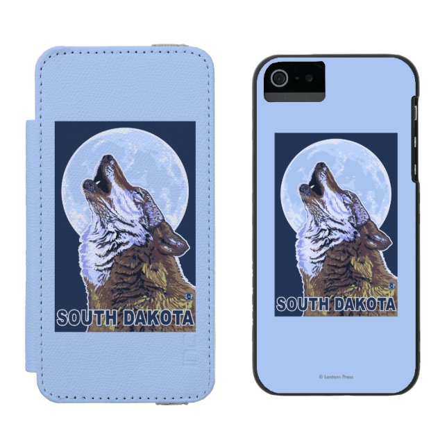 Gray Wolf HowlingSouth Dakota Incipio iPhone Wallet Case (Side by Side)