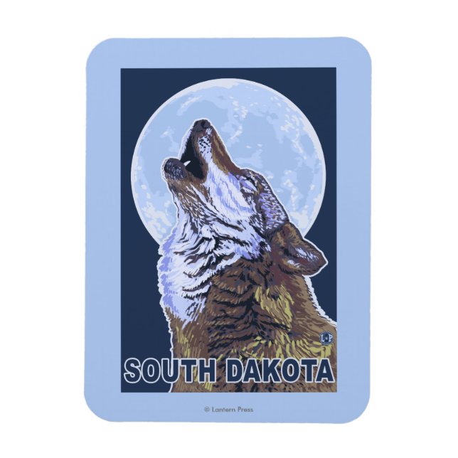 Gray Wolf HowlingSouth Dakota Magnet (Vertical)