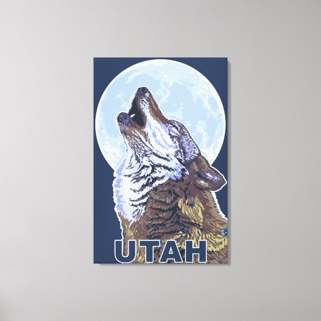 Gray Wolf HowlingUtah Canvas Print (Front)