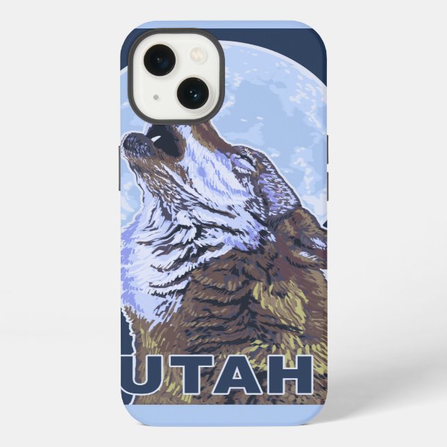 Gray Wolf HowlingUtah Iphone Case (Back)