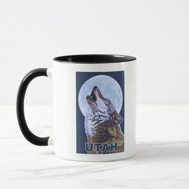 Gray Wolf HowlingUtah Mug (Left)