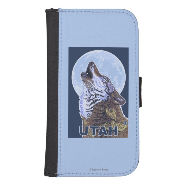 Gray Wolf HowlingUtah Samsung Galaxy Wallet Case (Front)