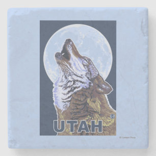 Gray Wolf HowlingUtah Stone Coaster
