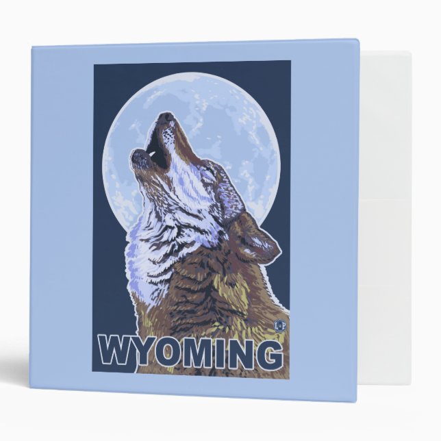 Gray Wolf HowlingWyoming 3 Ring Binder (Front/Inside)