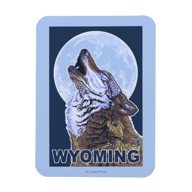 Gray Wolf HowlingWyoming Magnet (Vertical)