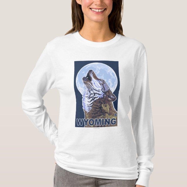 Gray Wolf HowlingWyoming T-Shirt (Front)