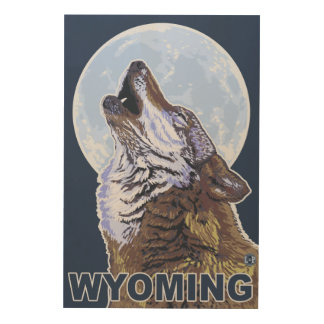 Gray Wolf HowlingWyoming Wood Wall Decor