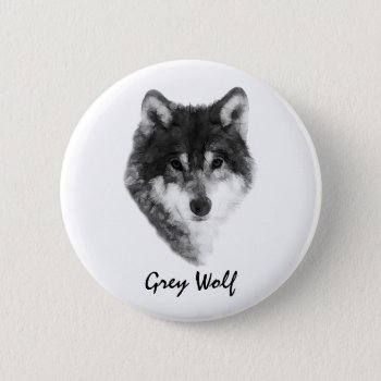 Gray Wolf Impressive Button by DigitalSolutions2u at Zazzle